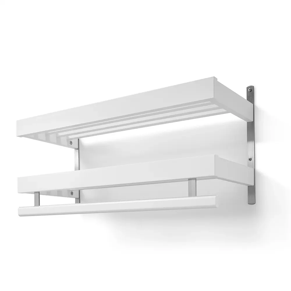 Nadja Hattehylde 80 cm 2 niveauer Hvidlakeret Birk/Grundstål