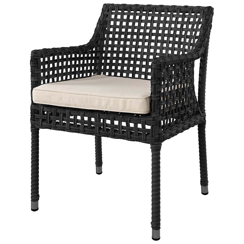 Stol/Karmstol Santa Monica Polyrattan Sort Ekskl. Hynde Artwood