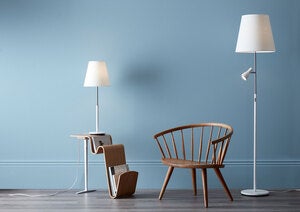 Costello gulvlampe, mat hvid, E27+Mr16, inkl. lyspære, ekskl. tekstilskærm