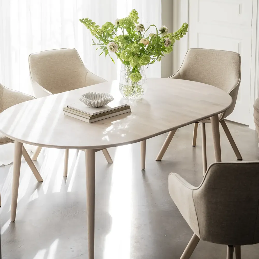 Tyler oval spisebord 170-210x705 cm hvidt pigmenteret eg