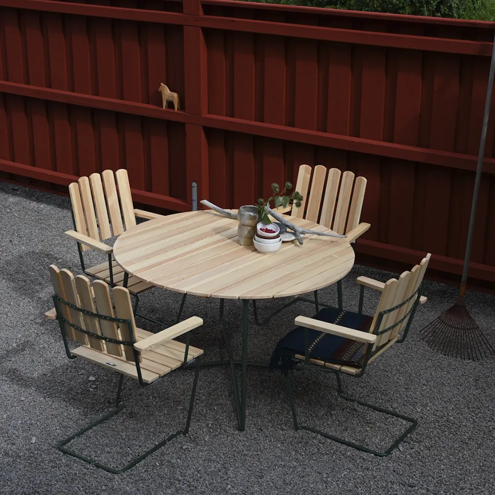 Bord 9A 100 cm olieret fyrretræ/grønt stativ