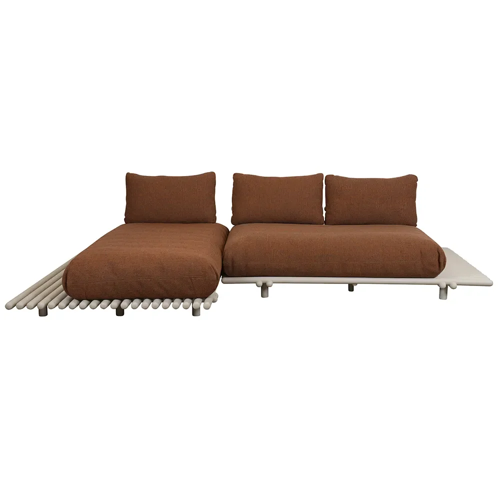 Cane-line, Sticks sofa m/chaiselong Alu/umber brown