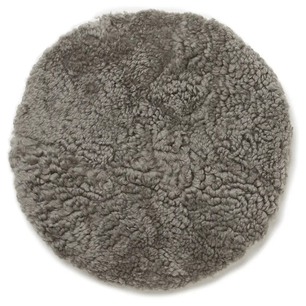 Skinnwille, Curly Siddepude ø34 cm Natural grey