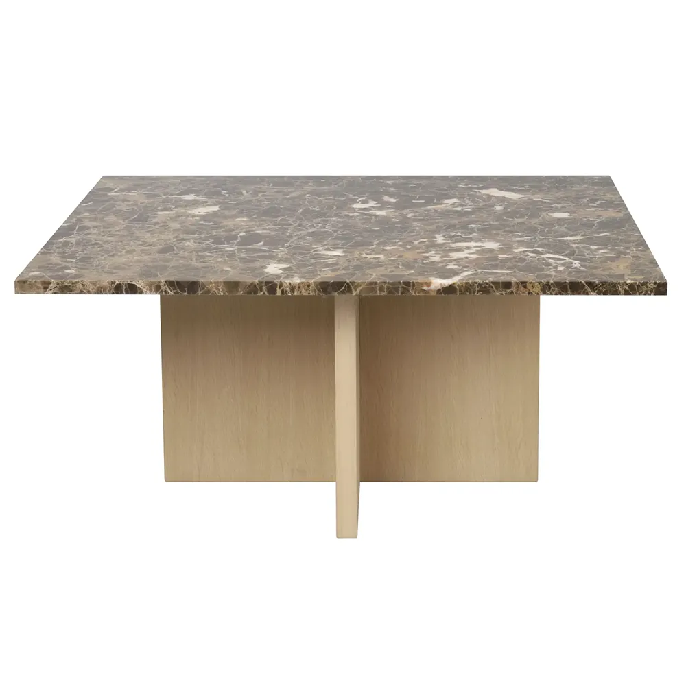 Rowico Home, Brooksville sofabord 90x90 cm brun marmor/hvid pigmenteret eg