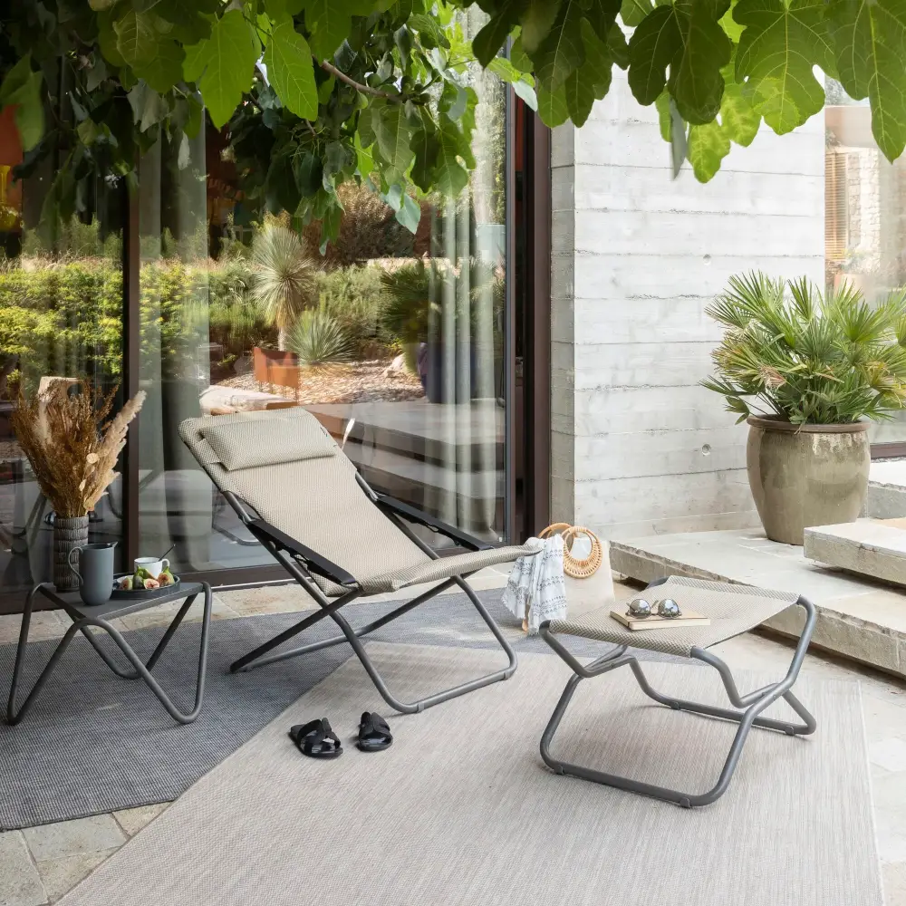 Next Js Fodskammel Bec Toile Porteuse/Tube Acier moka