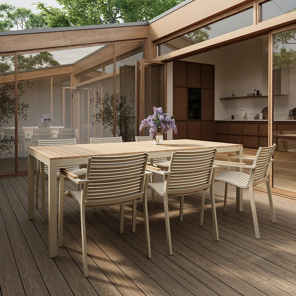 Mood Extreme spisebord 100x208 cm sandgrå / teak