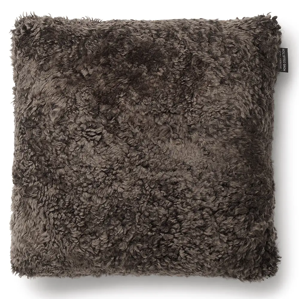 Skinnwille, Curly pudebetræk 45x45 cm Dark Brown