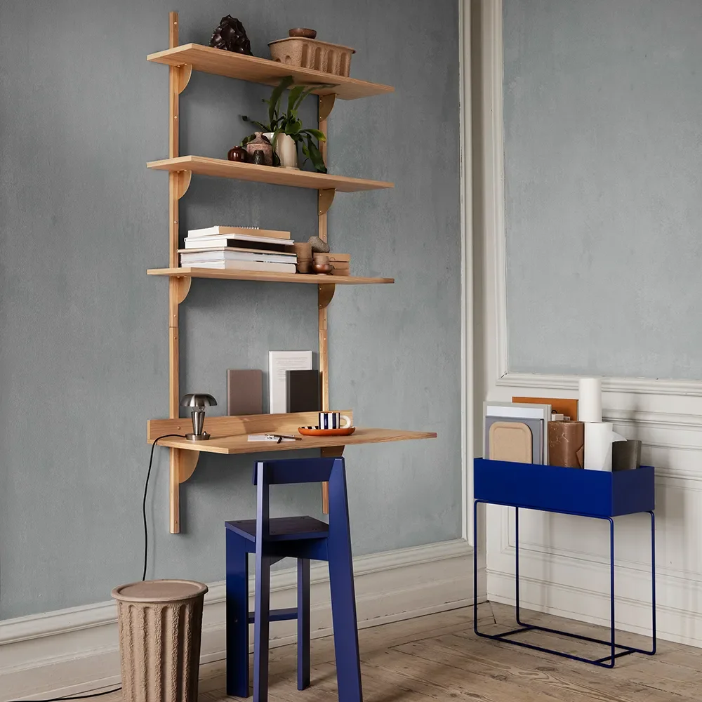 Sector Vægmonteret skrivebord - Oak/Black Brass