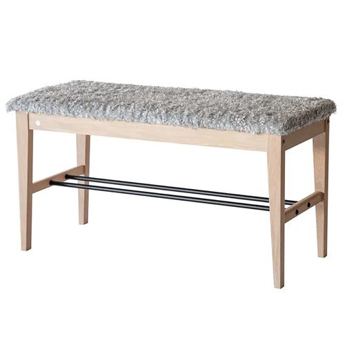 Cora Bench Hvidolieret eg/fåreskindslook Lysegrå