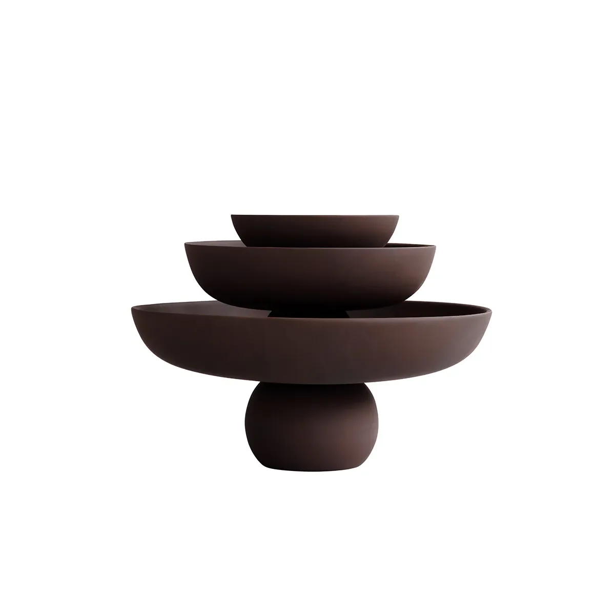 Håndmalet dekorationsskål Baburu Mini Chocolate Brown Ø 20 cm