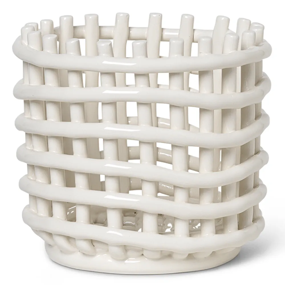 Ferm Living Ceramic flettet kurv Ø16 cm Offwhite