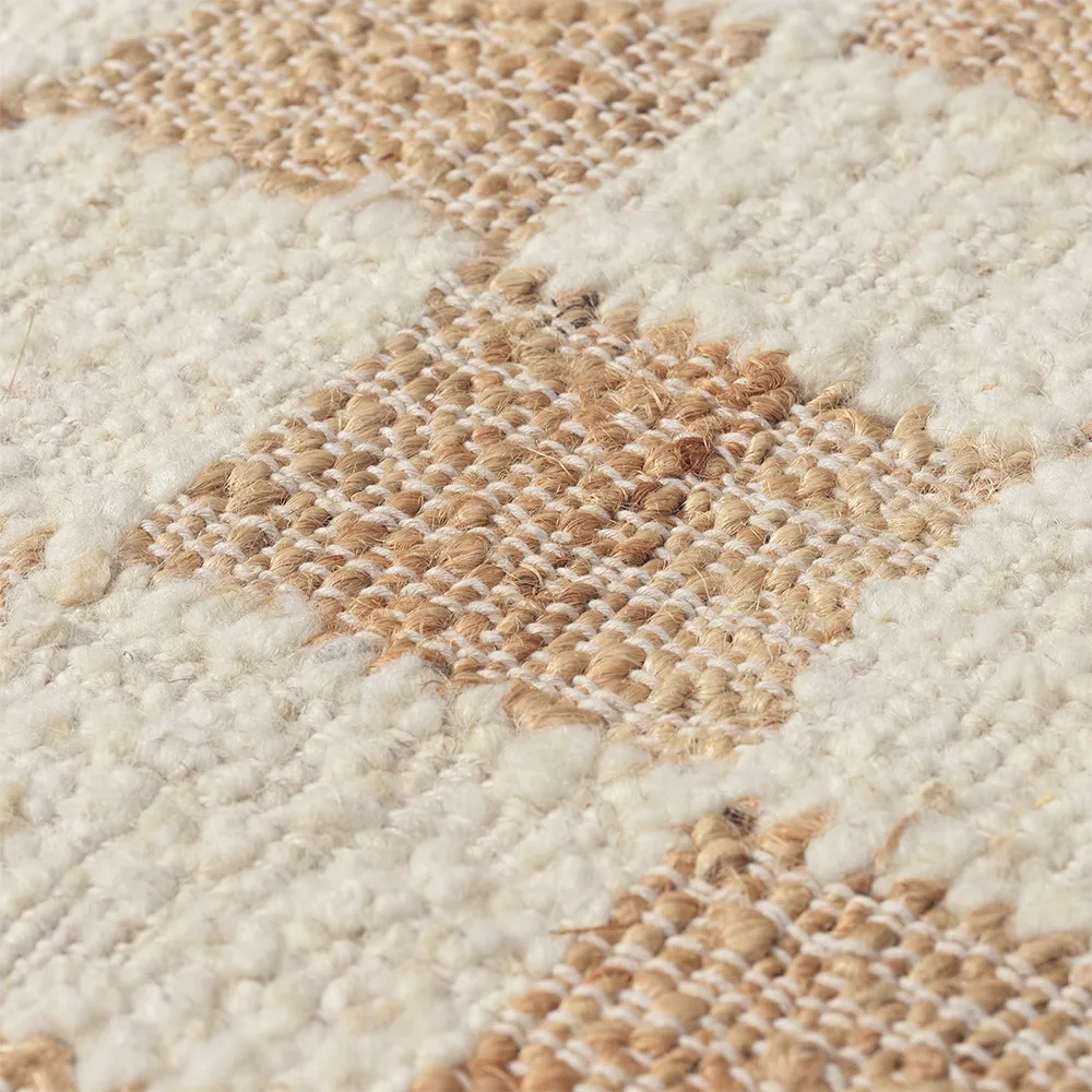 Håndvævet Uldtæppe Check 200x300 cm Off-White