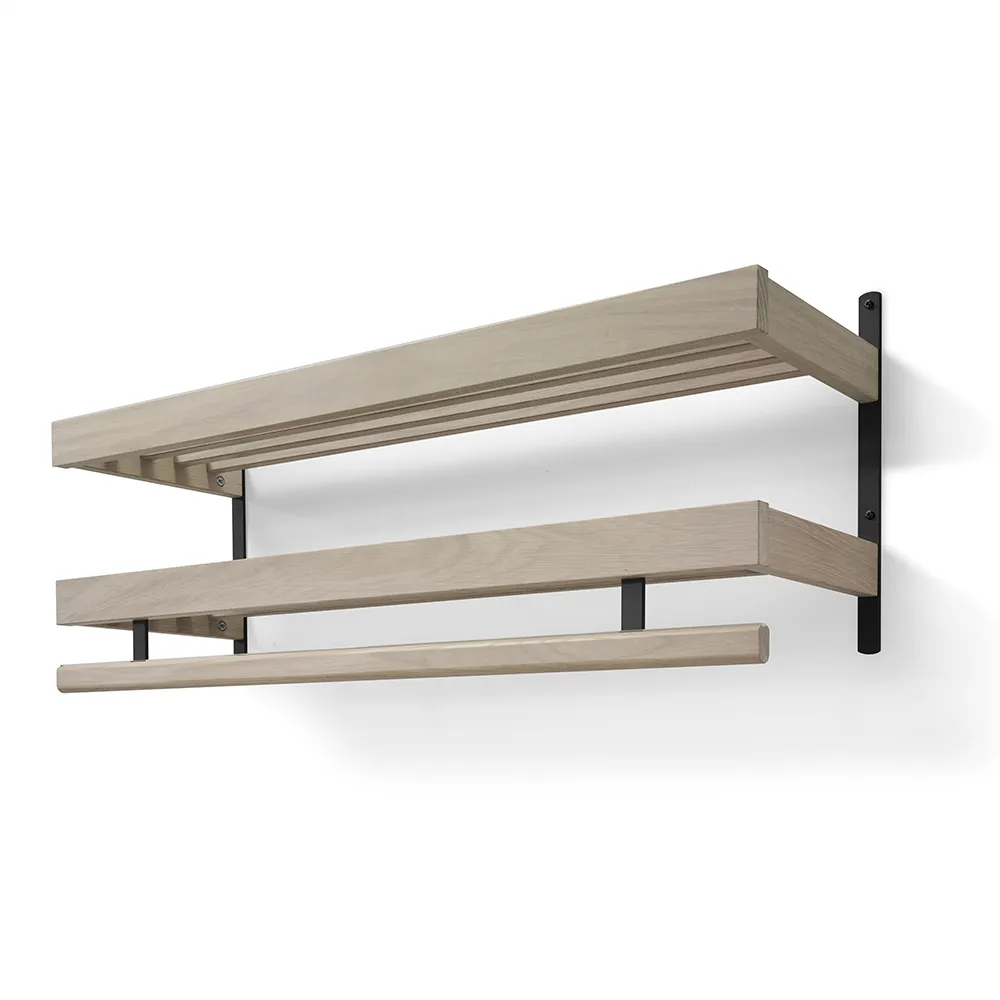 Oscarssons Möbel, Nadja Hattehylde 100 cm 2 niveauer Hvidolieret eg/matsort stål