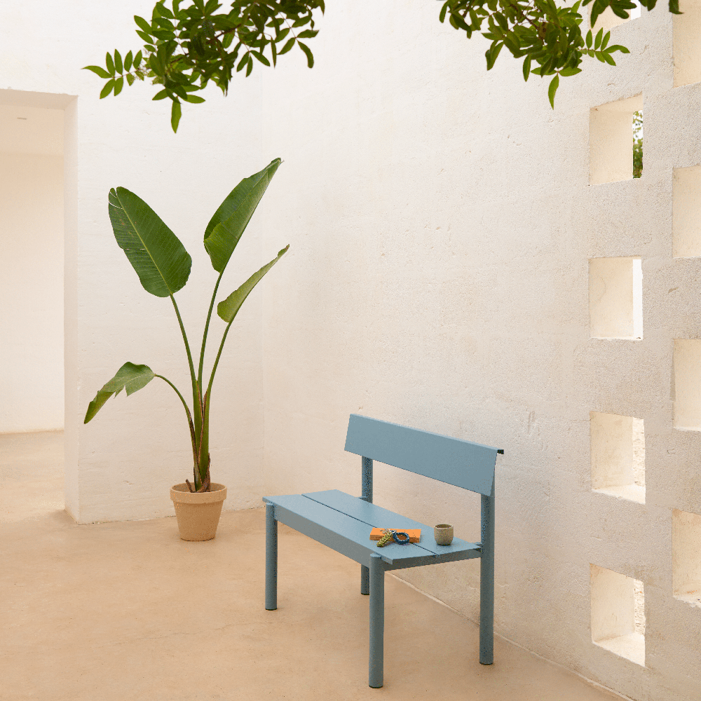 Stålbænk 110cm Linear Steel Pale Blue