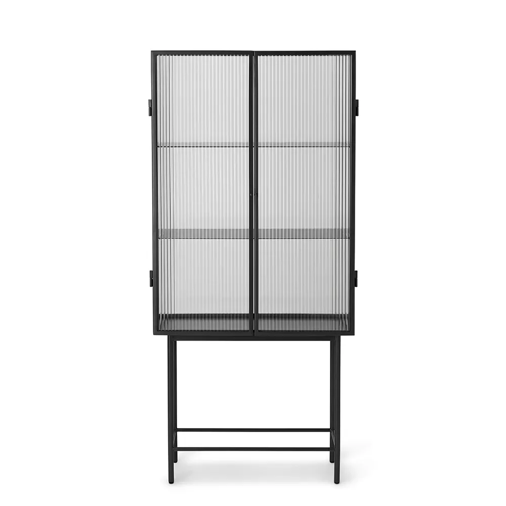 Ferm Living, Haze Vitrine - Reeded glass Black
