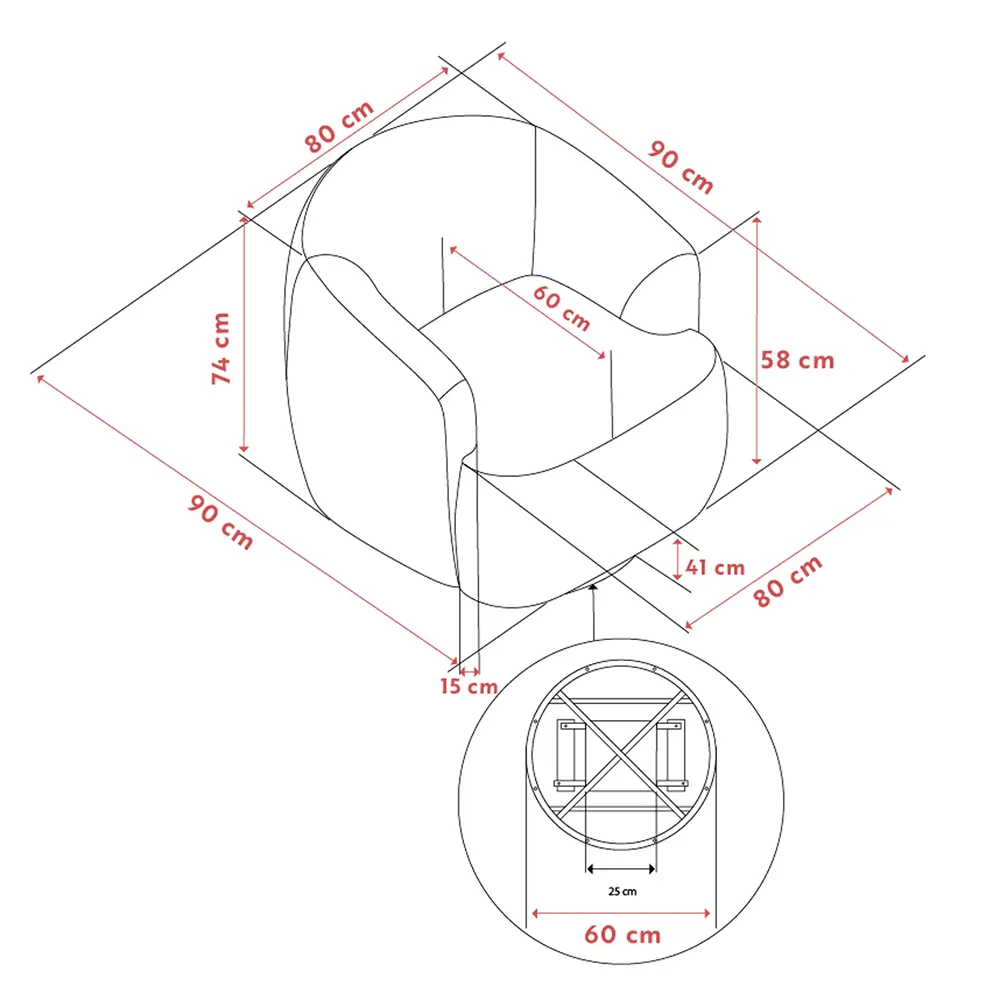 Dermot lænestol med dreje- og gyngefunktion stof Anna lys beige