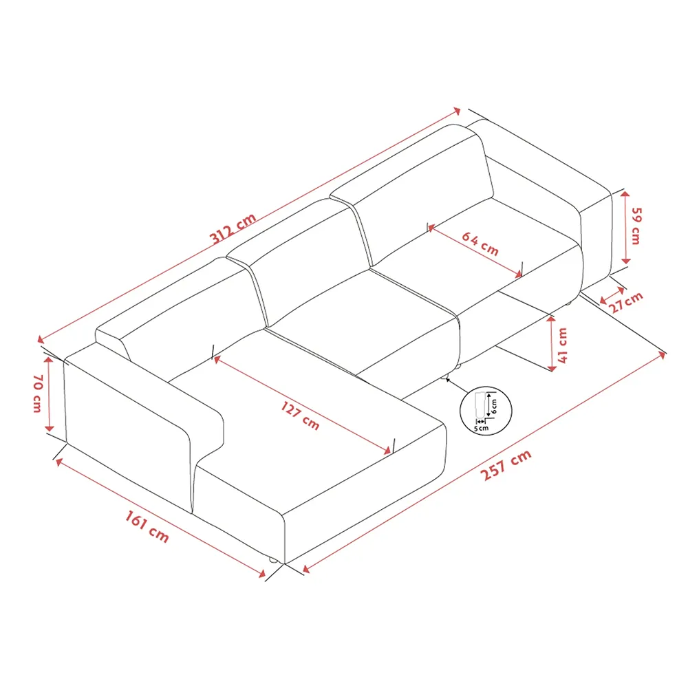 Willard sofa 4-personers sofa chaiselong venstre stof Alice lys beige