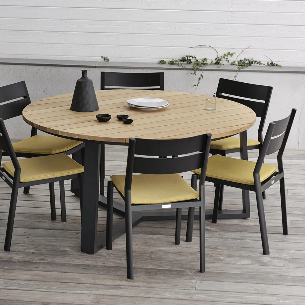 Laurion Spisebord Ø150 cm Teak/sort