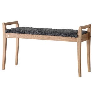 Meja Bench Hvidolieret eg/fåreskindslook Mørkegrå