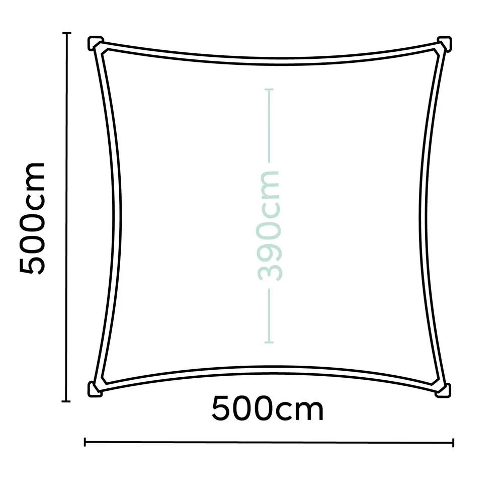 Coolfit solsejl firkantet 500x500cm beige