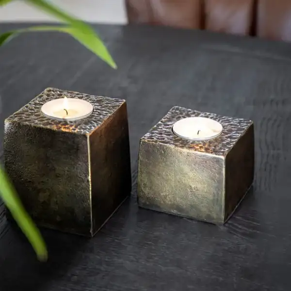 Lanterne Tealight Lille Brass Antique Artwood