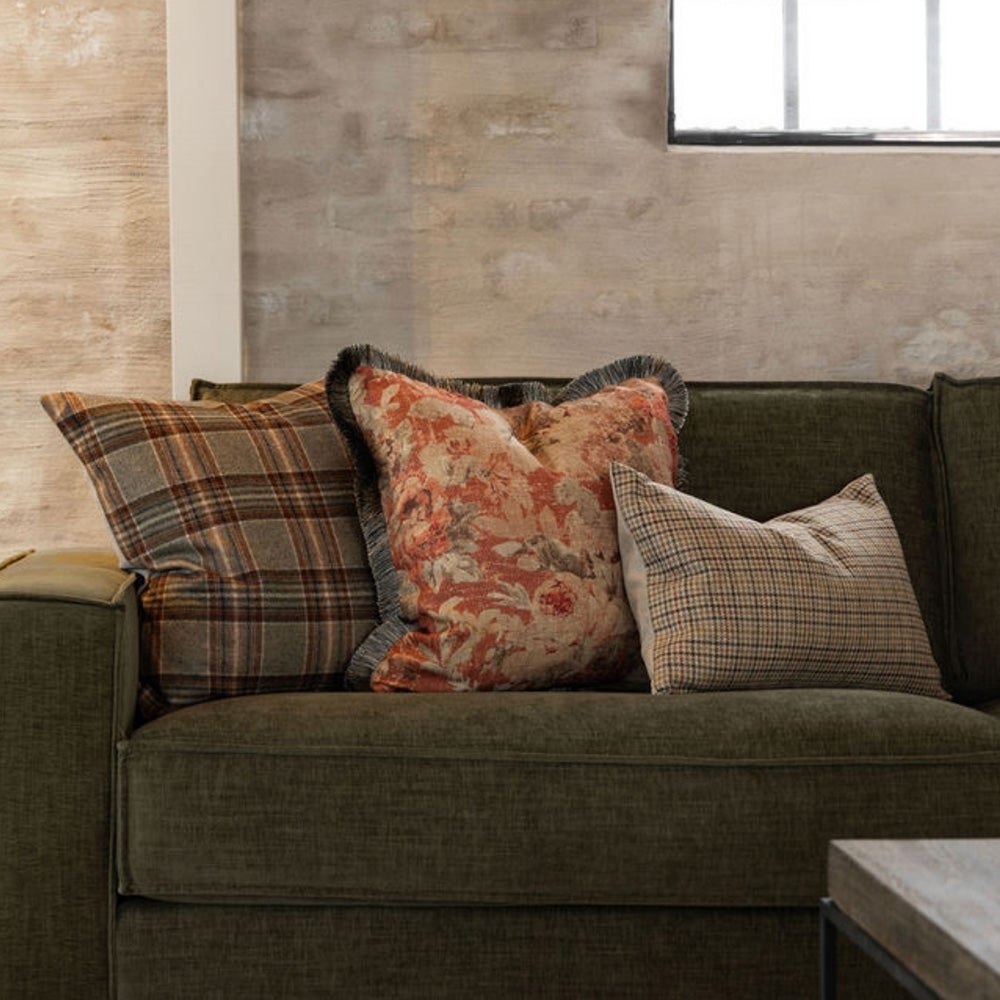 Pudebetræk i palisander med frynser - 50x50 cm