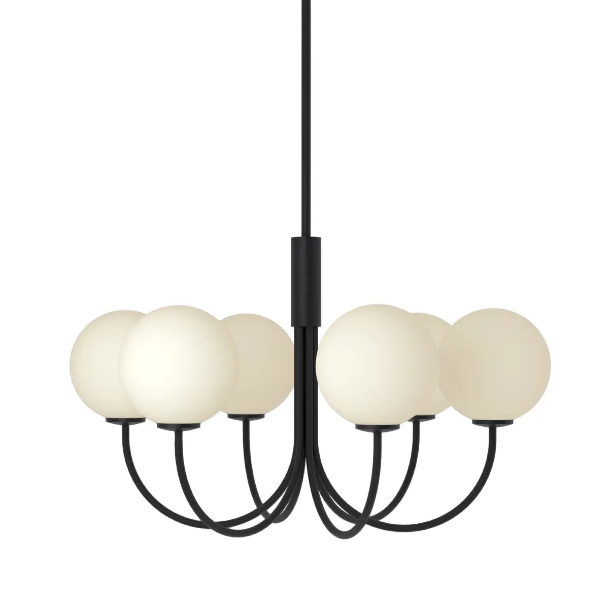 BALLON lysekrone, sort, Ø 60 cm, 6 lyskilder - Herstal - Stue - Design - Metal - Med flere lyskilder