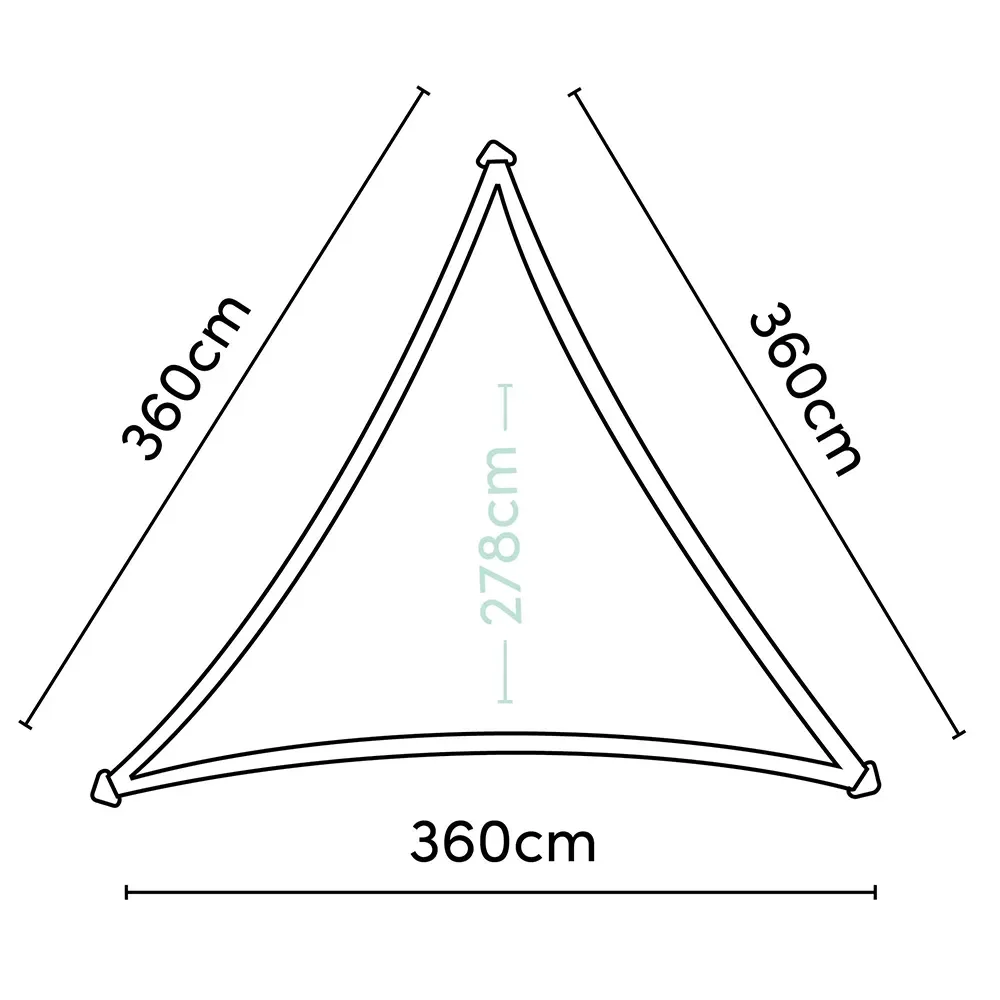 Coolfit solsejl trekantet 360x360cm beige