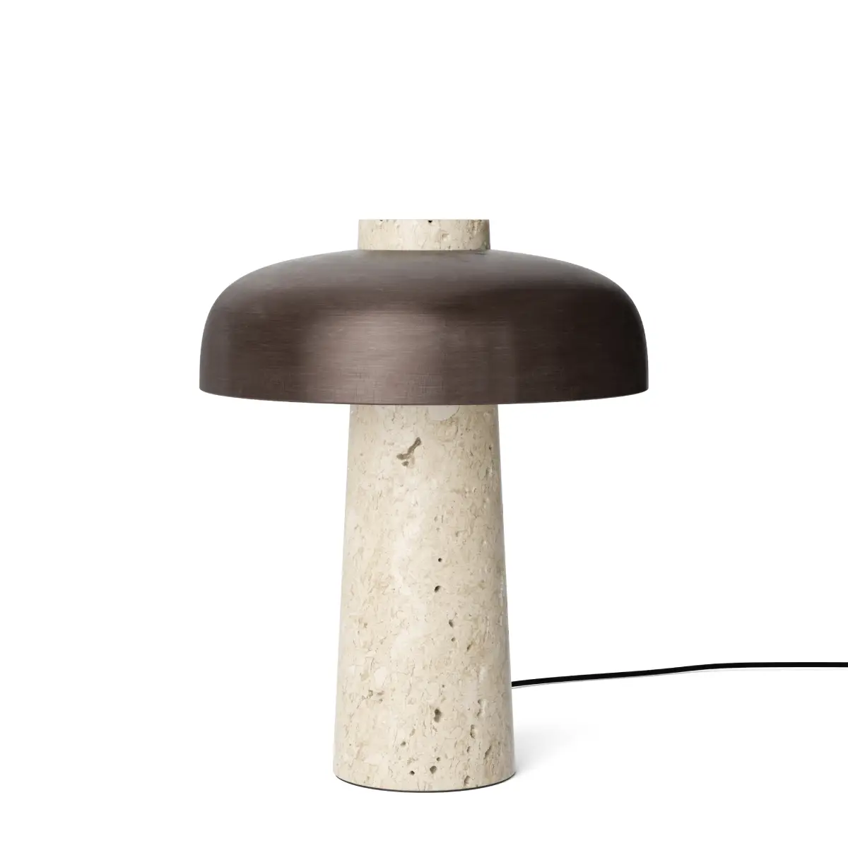 Reverse bordlampe, travertin, sand/bronzet aluminium