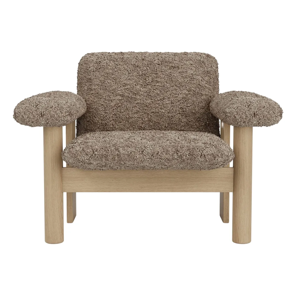 Brasilia loungestol helpolstret lav ryg firbenet stel massiv eg natur, Sheepskin Nevotex Sahara