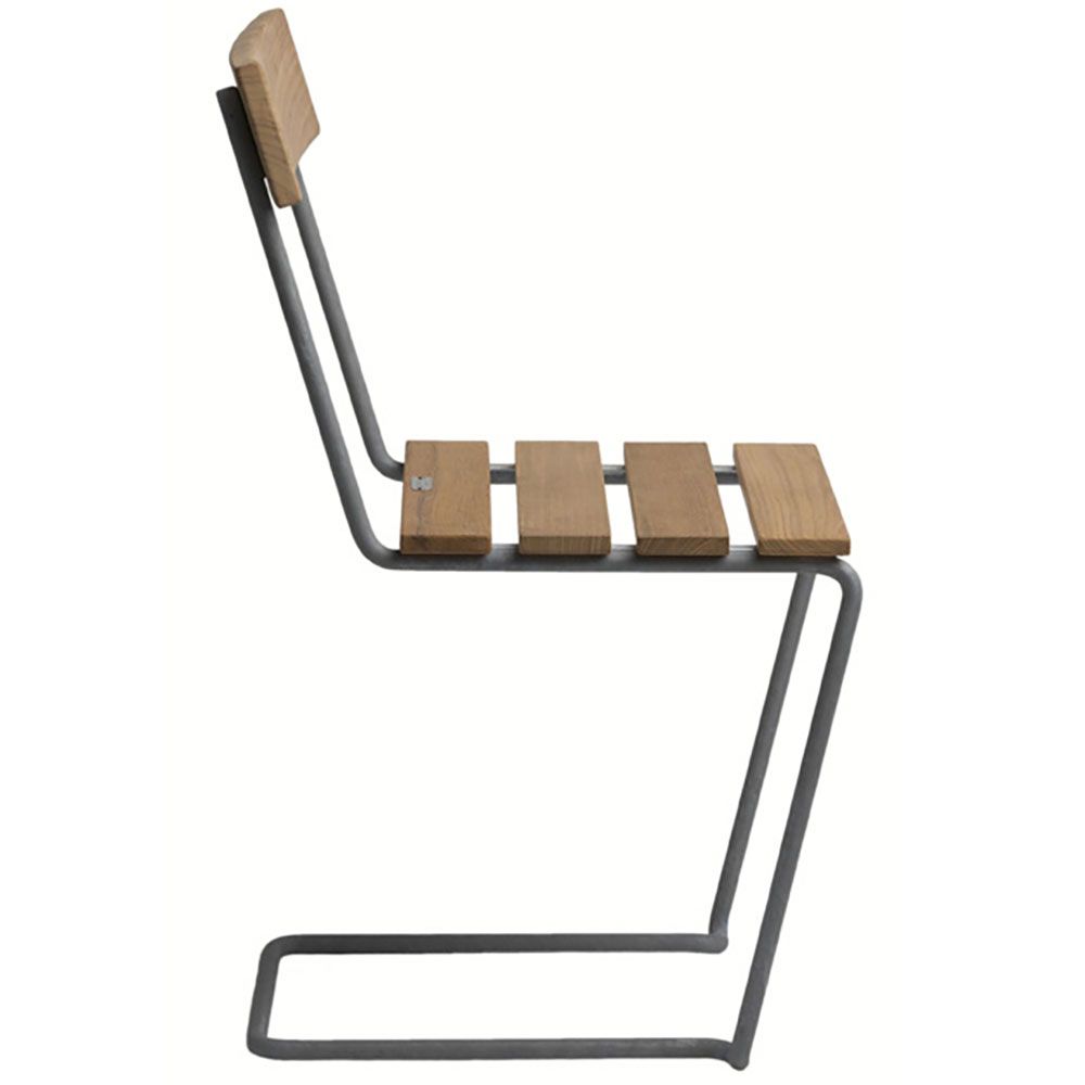 Stol 1 Ubehandlet Teak/Varmgalvaniseret Understel Grythyttan Stålmöbler