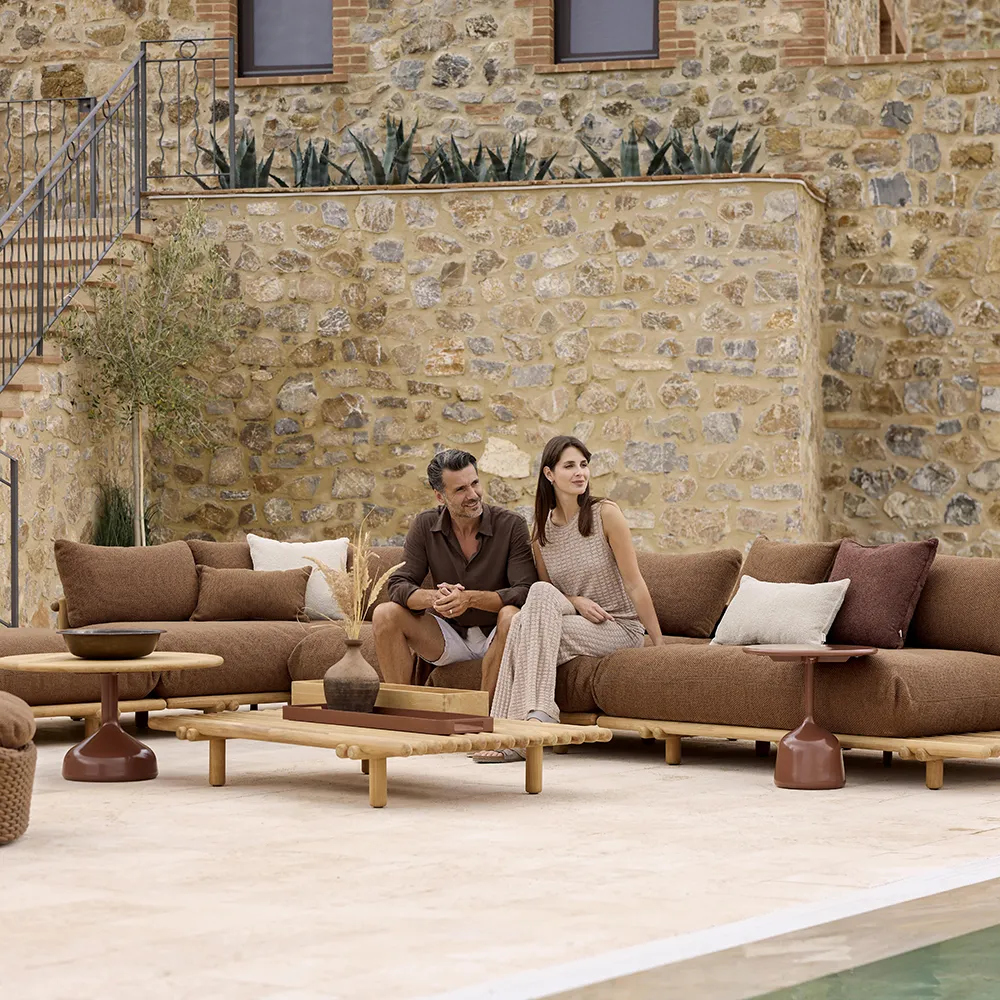 Sticks sofa m/chaiselong Teak/umber brown