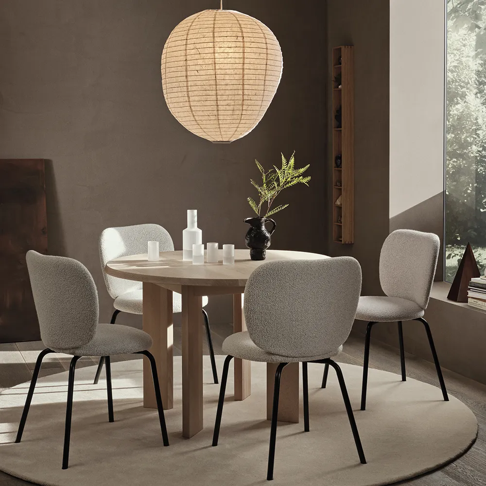 Rico Spisebordsstol Black Soft Bouclé - Off-white/Sand