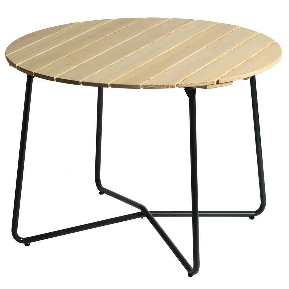 Grythyttan Stålmöbler, Bord 9A 100 cm olieret fyrretræ/grønt stativ