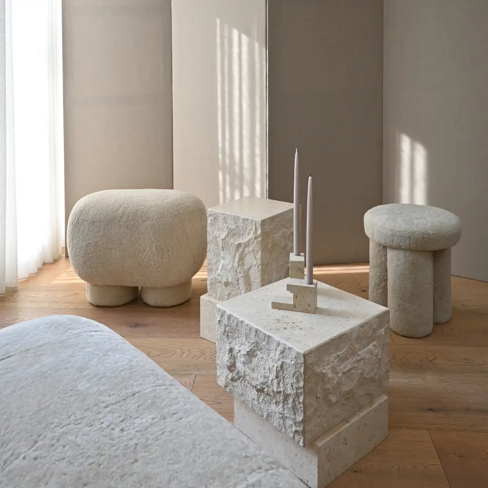 Temple sofabord, højt - Limestone