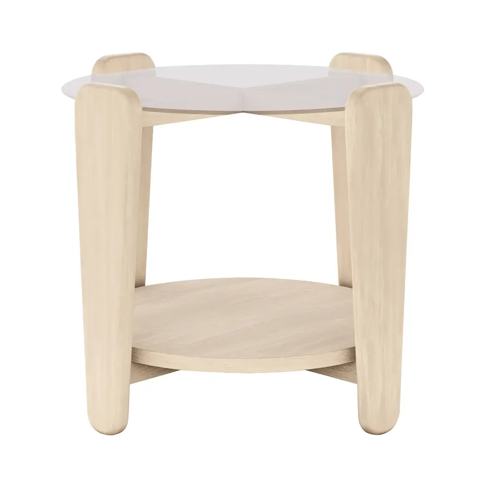 Rowico Home, Arran sofabord Ø52 hvidpigmenteret eg/glas