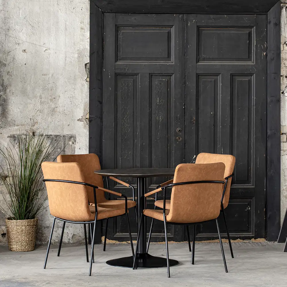 Miles Spisebord trompetfod 80 cm sortbejdset asketræ