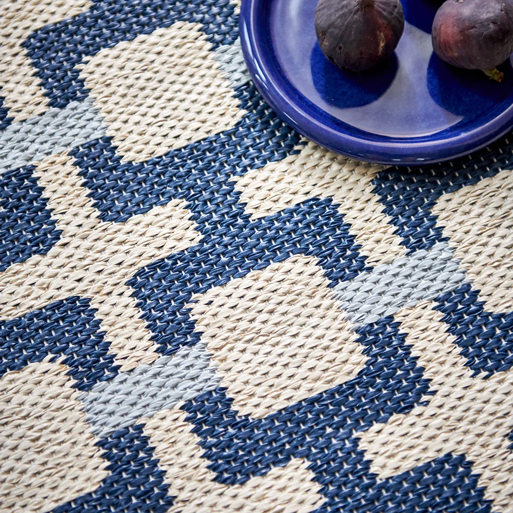 Tom tæppe Ocean Blue/Cream/Blue Fog 70 x 240 cm