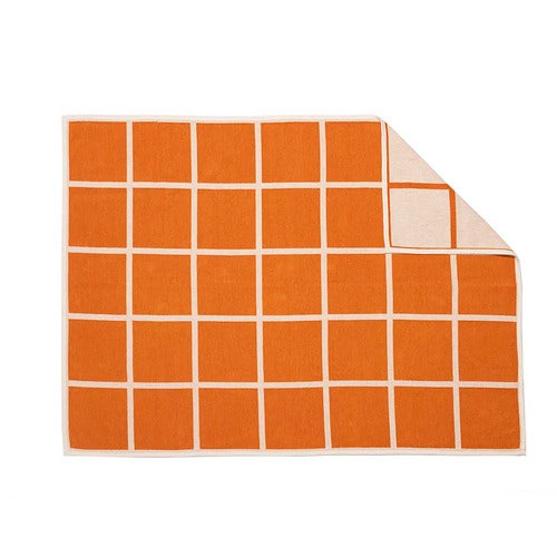 Vævet plaid i lammeuld Criss Pale Orange
