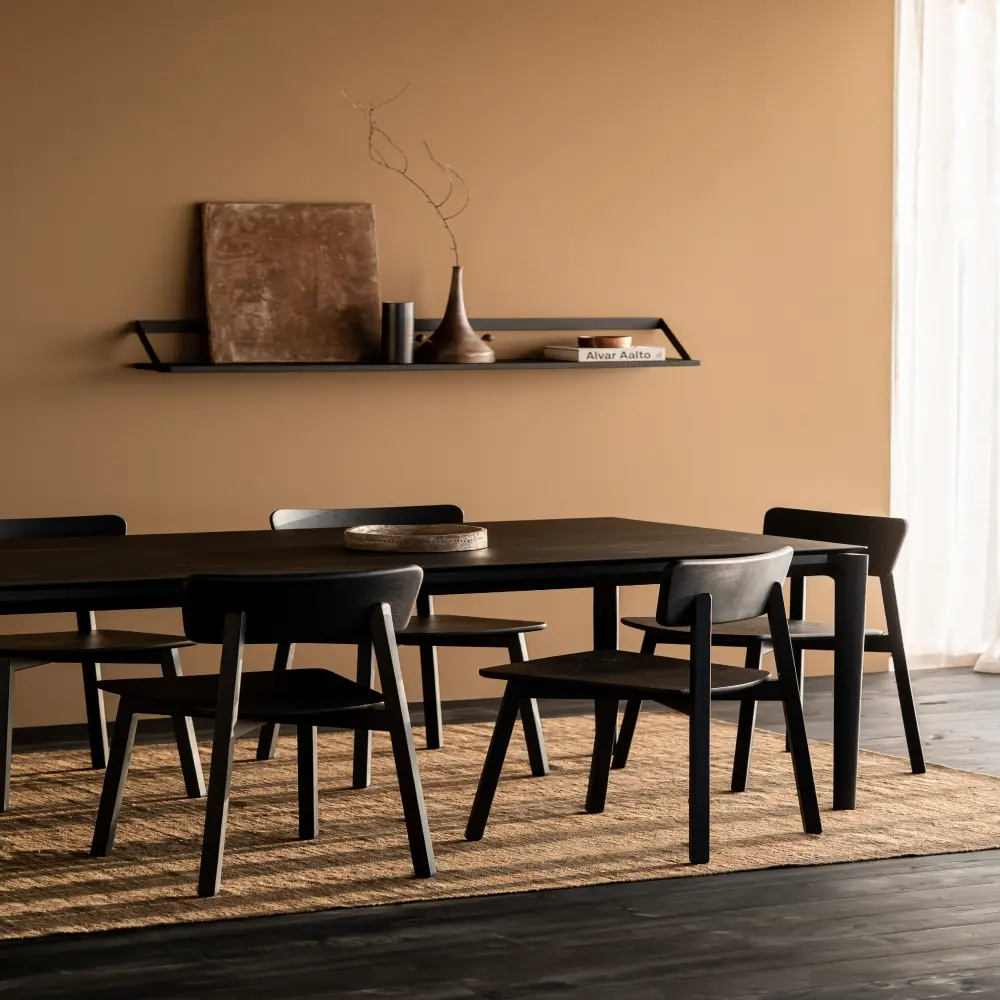 Ribbon hylde 140x20 cm sort eg/sort metal