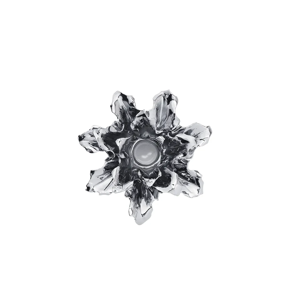 Lysestage Holly Leaf Silver Ø 12 cm