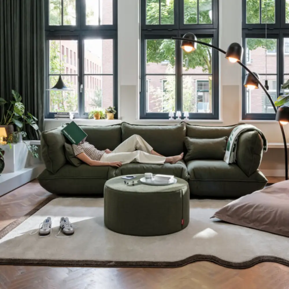 sumo fodskammel boucle recycled leaf green