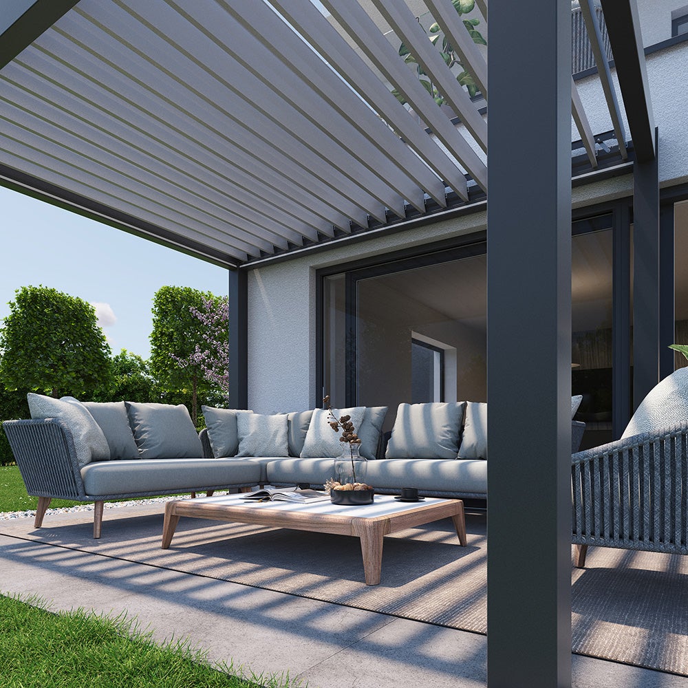 Pergola størrelse 3 x 3 metallic mørkegrå/sølv