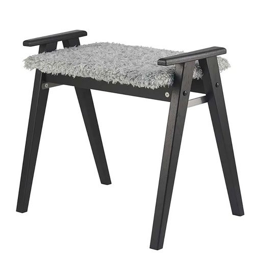 Alme Stool Sortbejdset eg/fåreskindslook lysegrå