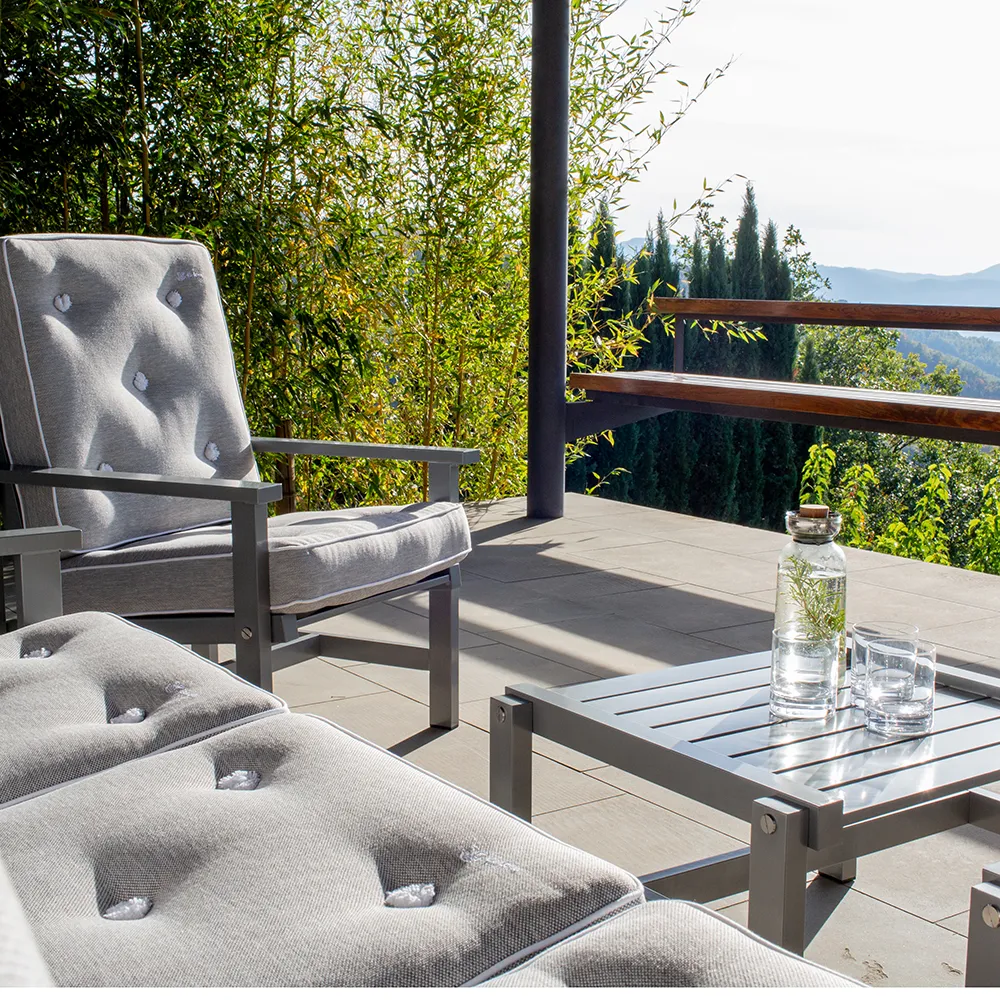 Lænestol aluminium grå 