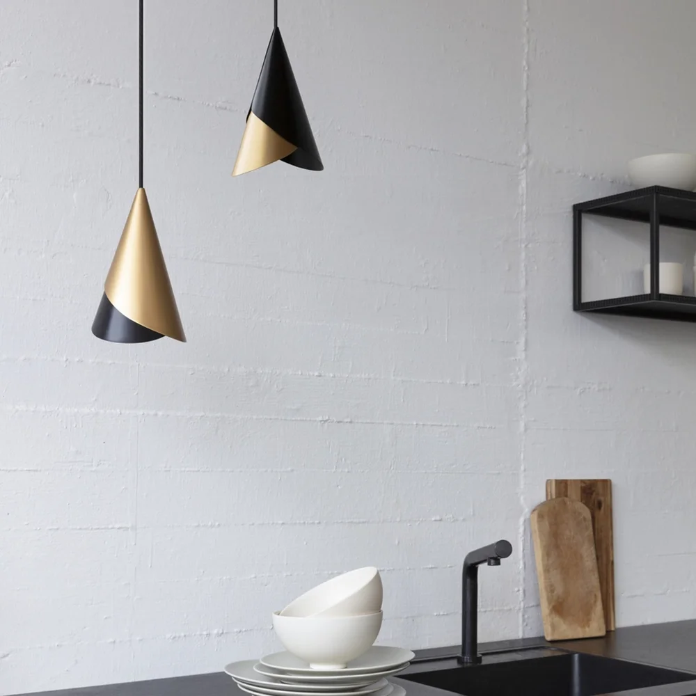 Cornet Lampeskærm Black/Brass