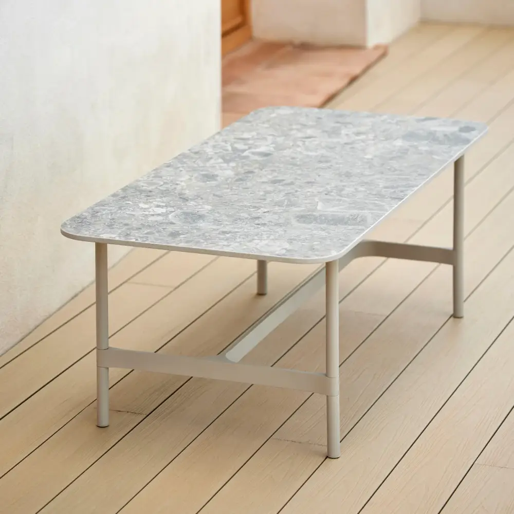 Twist sofabordsfod rektangulær sandfarvet, aluminium