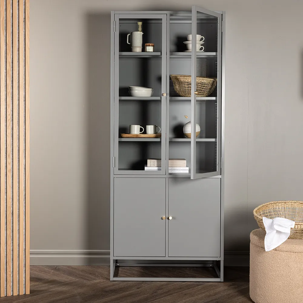 Bakal Vitrineskab Lysegrå