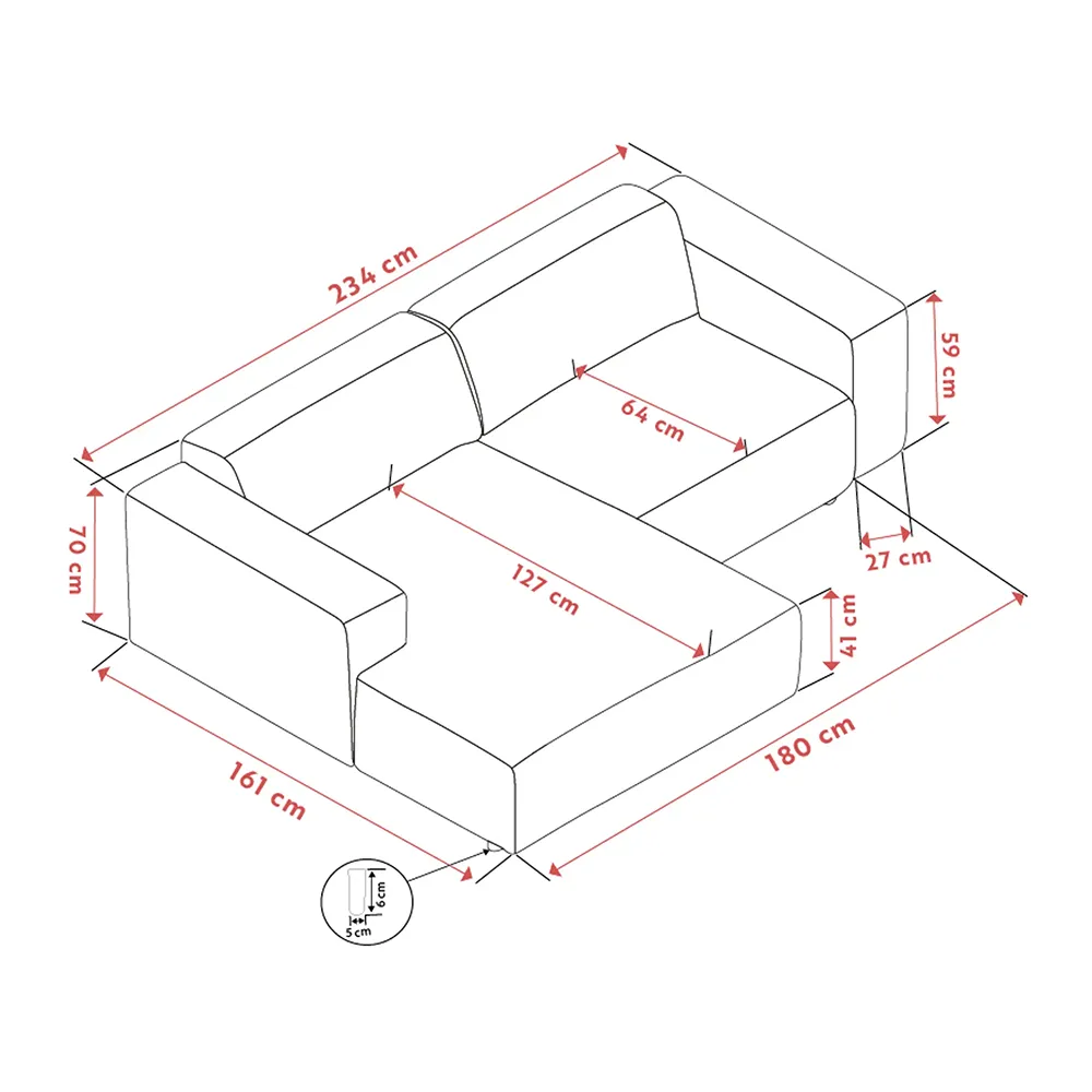 Willard sofa 3-personers sofa chaiselong venstre stof Brenda beige