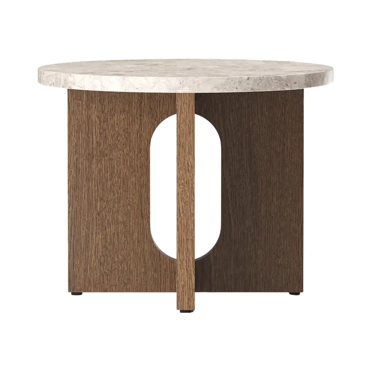 Audo CPH, Androgyne Sidebord Mørk Eg/Sten Kunis Breccia - Ø50 cm